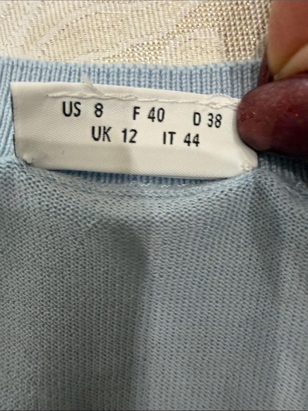 Akris Punto Women’s Pastel Blue Crewneck with Green & Cream Stripes - Picture 5 of 5